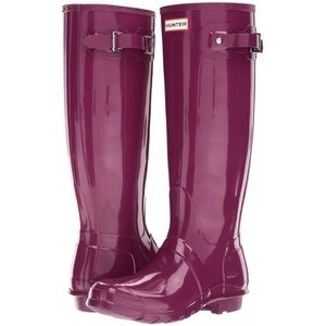 Hunter Tall Gloss Wellington Boots - Purple - 8